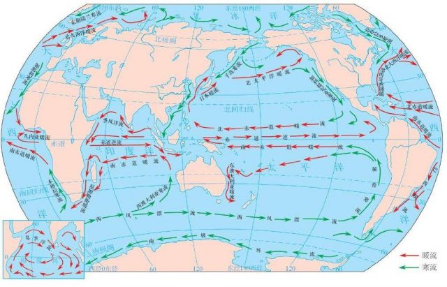 洋流分布图(三大洋流分布图)-1